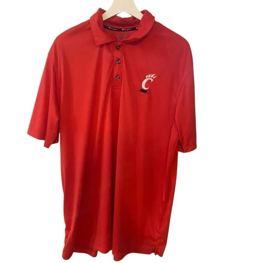 Champion Cincinnati Bearcats, short sleeve polo, red black XL